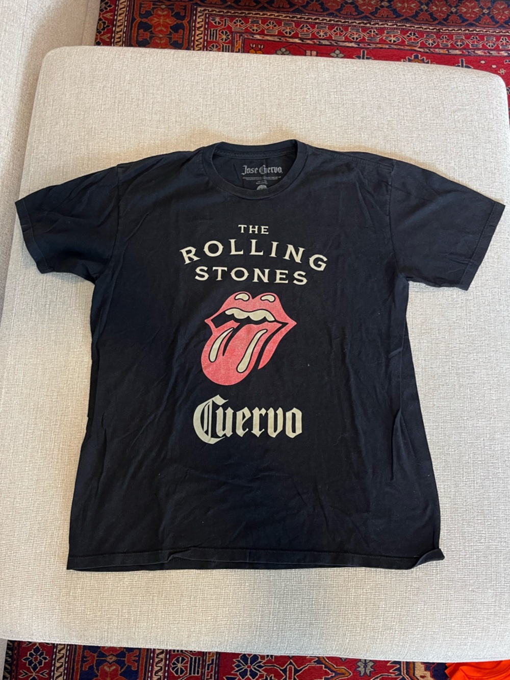 Rolling Stones Cuervo Black T‑Shirt with Red Tongue Graphic
